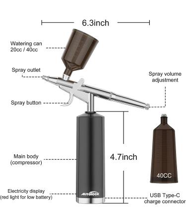 Autolock 32PSI Cordless Airbrush Kit with Rechargeable Compressor - Portable Wireless Air Brush for Barber, Nail Art, Cake Decor, Makeup, Model Painting (Black) - Buy Online on GoSupps.com