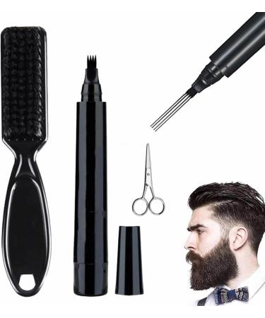 Bartstift beard filler beard filler bare pencil filler for men bare pencil filler for men with brush hair and beard filler with beard shears waterproof durable natural black black 3-in-1 - Buy Online on GoSupps.com