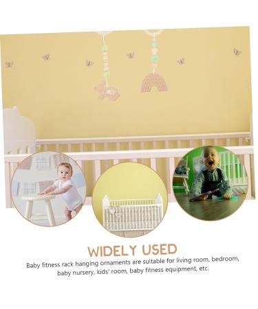 TOYANDONA 4pcs Baby Gym Plush Chew Toys Bell Hanging Sensory Wooden Ornaments Green 26X8.5CM - Buy Online on GoSupps.com