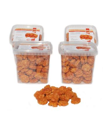 1kg of hot chili rice crackers in four resealable cans of 250g each.