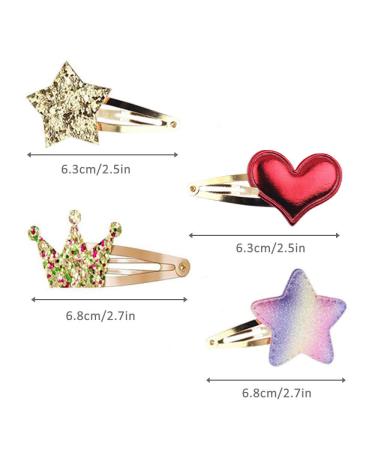 Star & Heart Hair Clips Set - 8 Multi-Colored Glitter Accessories for Girls | Perfect Children s Hair Clips - Buy Online on GoSupps.com