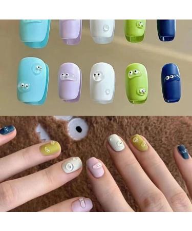 Temperament Enhancement Nail Patch Cute Short Candy Macron Scrub Cute Little Eyes Daily Short Hand-Worn Nail (10-Piece Pack) (Size : M) Medium - Buy Online on GoSupps.com