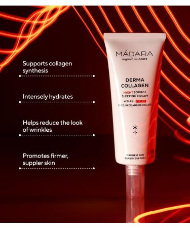 MADARA Organic Skin Care DERMA COLLAGEN Night Source Sleeping Cream Overnight Hydrating & Firming Cream with Peptides Algae & Hyaluronic Acid for Anti-Aging & Skin Renewal 70ml - Buy Online on GoSupps.com