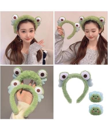hgnxa Cartoon Headband Wash Towel Wrist Wristbands Furry Scrunchies Makeup Supply Furry Wristband Absorbent Wash Towel Stuffed frog - Buy Online on GoSupps.com