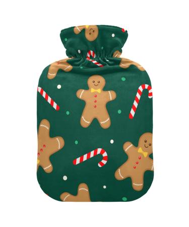Hot Water Bottle with Christmas Motif Ginger Cookies Soft Warm for Winter Bed Hand Neck and Shoulders 2 l