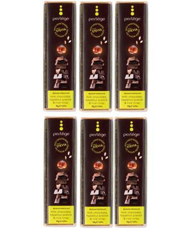 Perlege Perlege Chocolate with no added sugar and stevia (milk chocolate hazelnut praline and crispy rice 6 bars)