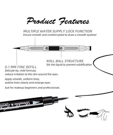 Mysense 6 Pcs Liquid Stamp Eyeliner Set - Waterproof Double-sided Seal Eye Liners for Women with Stencils - Black Flowers Heart Moon Star and Red Heart Star Design - Buy Online on GoSupps.com