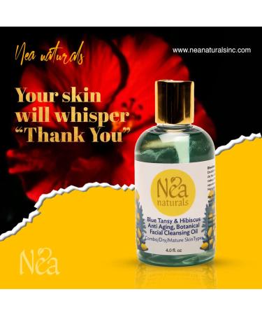 Blue Tansy & Organic Hibiscus Facial Cleansing Oil - Anti-Aging Pore-Deep Cleanser - 4.0 fl. oz - Ships Internationally - Buy Online on GoSupps.com