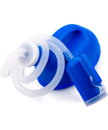 SMAZINSTAR Portable Urinal for Men | 2000ml Spill Proof Anti-Overflow Reusable Male Pee Bottle with Long Tube and Lid for Camping | Blue - Buy Online on GoSupps.com