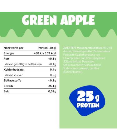  ahead ahead IsoClear Whey Protein | Green Apple 500g | 25g of protein | Clear whey protein powder with a fruity taste | Refreshing taste - Buy Online on GoSupps.com