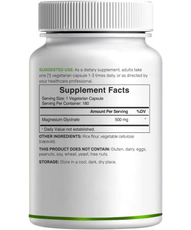 Magnesium Glycinate 500mg | 180 Veggie Capsules | Chelated for Easy Absorption | Essential Trace Mineral for Muscle, Joint, Heart & Digestive Health - Buy Online on GoSupps.com