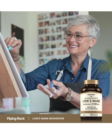 Piping Rock Lions Mane Mushroom Supplement Capsules | 2100mg | 160 Pills | Extract for Women and Men | Vegetarian Non GMO & Gluten Free - Buy Online on GoSupps.com