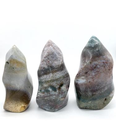 Crystal Natural Ocean Jasper Quartz Flame Stones Crystal Display Stones Gifts Decor Minerals Can be Used for ningxiao (Size : 350-400grams)