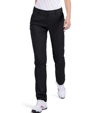 Women's Golf Pants Stretch Straight Lightweight Breathable Twill Work Chino Ladies Pants 2 Black