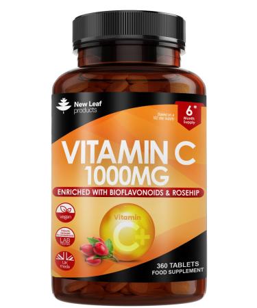 Vitamin C Tablets 1000mg - 360 Tablets Premium Vitamin C Supplements - Enriched with Bioflavonoids & Rosehip Vegan & Vegetarian Vitamin C High Strength Ascorbic Acid VIT C for Normal Immune System 360 count (Pack of 1)