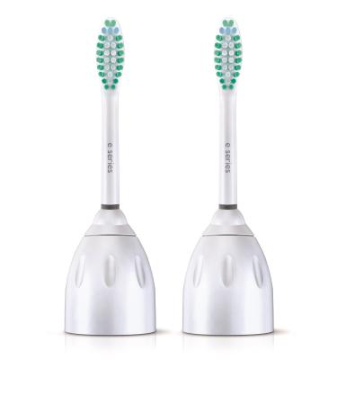 Philips Sonicare Genuine E-Series Replacement Toothbrush Heads 2 Brush Heads White Frustration Free Packaging HX7022/30