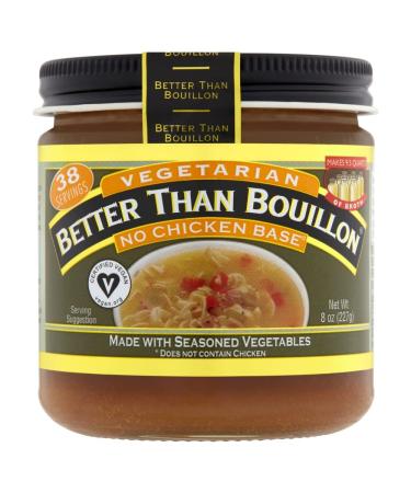 Better Than Bouillon Vegetarian No Chicken Base  Made with Seasoned Vegetables  Certified Vegan  Makes 9.5 Quarts of Broth  38 Servings  8 OZ Jar (Pack of 2) - Buy Online on GoSupps.com