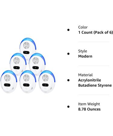 Bectine Ultrasonic Pest Repeller 6 Pack - Indoor Pest Control for Home, Kitchen, Office, Warehouse, Hotel - Buy Online on GoSupps.com
