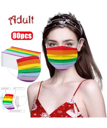Ecnobia - 80 Pcs Disposable Safety Face_Masks Non-Woven Thick 3-Layer Breathable with Comfortable Elastic Earloop Mouth and Nose Protection New Upgraded Rainbow for Adults - Multicolored 80 count (Pack of 1) Multicolored - Buy Online on GoSupps.com