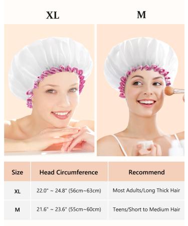 Mikimini XL White Shower Hood for Long Hair - Reusable Waterproof Soft & Flexible Bathing Hair Cover (1 Piece) with Pink Tip - Buy Online on GoSupps.com