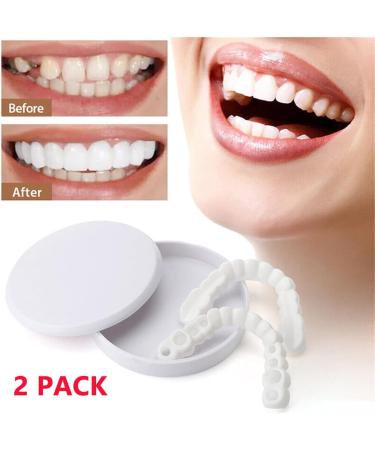 Dazzluxe Silicone Prostheses - Temporary Lightening Fake Teeth & Veneers for a Confident Smile | Upper & Lower Cosmetic Teeth - 2 Pairs for Missing Teeth - Buy Online on GoSupps.com