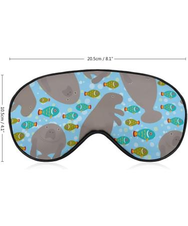 Cute Cartoon Manatee and Fish Sleep Mask - Adjustable Eye Cover for Sleeping & Travel - Buy Online on GoSupps.com