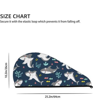 Hair Towel Wrap - Quick Drying Turban with Button | Friendly Smiling Sharks Design - Buy Online on GoSupps.com