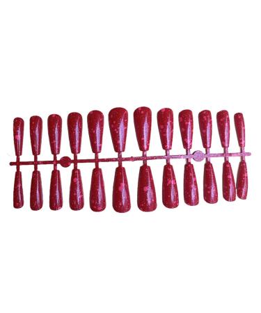 dijiusidy 24 Pieces Nails T Shape Extra Long Full Wrap False Nail Tips Women Decor Fingernail Supply Manicure Accessory red print