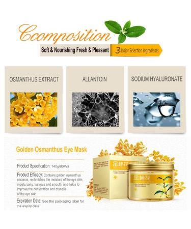 80PCS Gold Osmanthus Eye Mask - Anti-Aging Hydrating Pads for Dark Circles Puffiness & Eye Care with Collagen & Hyaluron - Buy Online on GoSupps.com