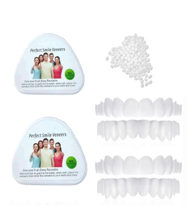 Flipped warm 2 pairs of dentures artificial teeth dentures for plugging in veneers at the top and bottom temporary dentures Snap-on-Venee teeth for men women