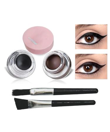 Eastuy Gel Eyeliner - 2-in-1 Waterproof Black and Brown Gel Eyeliner Set Smudge-Proof - Long-Lasting Gel Eyeliner for Makeup Shows Dates Women and Girls - Eastuy