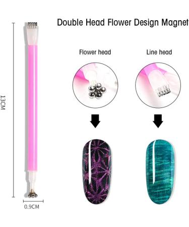 Benkeg Set of Nail Magnetism Tools 6 Pieces Set of Nail Magnetism Tools with Double Head Flower Design Nail Pens Strong Magnet Cats Eye Effect - Buy Online on GoSupps.com