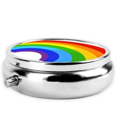 Rainbow Printed Round Pill Box - Portable 3 Compartment Organizer for Travel & Vitamins - Buy Online on GoSupps.com