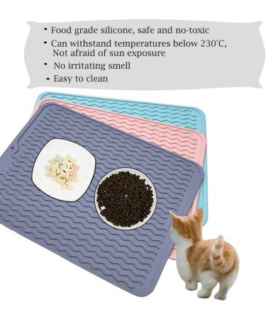 Silicone Pet Feeding Mat - Waterproof Anti-Slip Placemat for Dogs and Cats - Raised Edges to Prevent Spills - 15.7x11.8 Light Grey - Buy Online on GoSupps.com