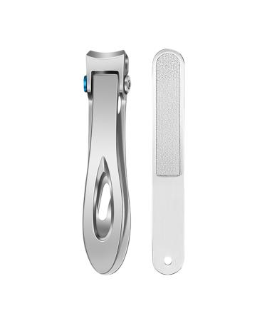 Bevel Head Nail Clippers - Heavy Duty Nail Clippers | Long Handle Nail Clippers with Metal Nail File | Ergonomic Nail Clippers with | Senior Toenail Clippers for Toenail Silver