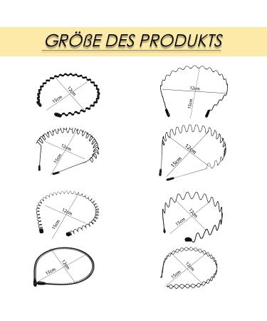 Shop Tafaftl 8-Piece Metal Hair Band Set - Unisex Non-Slip Wave Black Hair Ties for Sports & Yoga - Buy Online on GoSupps.com