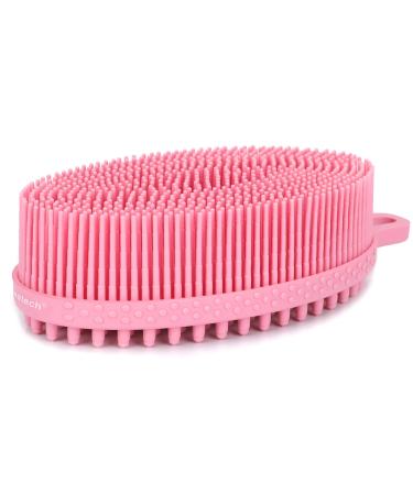 Frateech silicone body brush double -sided body washer bathing brush shower brush for deep cleaning gentle peeling and massage more hygienic than luffa/sponge for all skin types pink - Buy Online on GoSupps.com