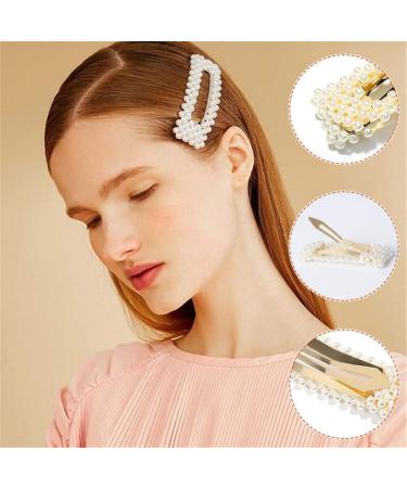 4 Pieces Pearl Hair Clips Hair Clip For Women Girls Snap Hair Clips Elegant Hair Accessories Barrettes Pins Bridal Pearl Hair Clip Hairpins for Bridesmaid Girls Women Childrens Kids - Buy Online on GoSupps.com