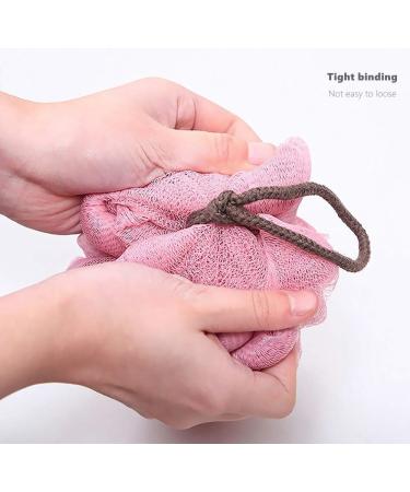 Qiviya Long Bath Loofah with Handle - Exfoliating Shower Pouf Ball for Men and Women (Pink) - Buy Online on GoSupps.com