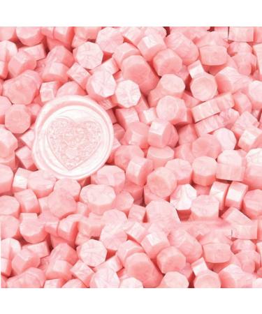 Pink Wax Seal Beads ONWINPOR 300 Pieces Pearl Pink Octagon Sealing Wax Beads for Letters Cards Wedding Invitations Wine Package Gift Wrapping Christmas Card (Pearl Pink)