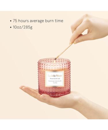 La Jolie Muse Damascen Rose Fragrance Candle - 75 Hours of Aromatic Bliss Natural Wax & Floral Aroma - Perfect Gift for Women - 285g Rose Noir & Oud - Buy Online on GoSupps.com