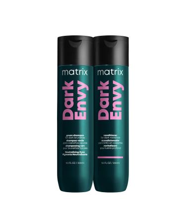 Matrix Dark Envy Color-Depositing Green Shampoo & Conditioner Set | For Neutralizing Red Undertones in Dark Brown or Black Hair | Cool Glossy Finish | Salon Shampoo | Packaging May Vary Shampoo & Conditioner 33.8 Fl Oz.