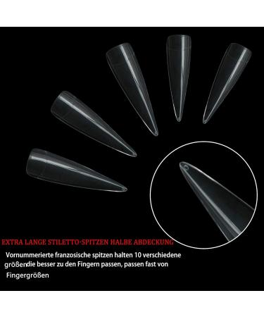 XXL False Nail Tips - 500 Long Stiletto Half Cover Press-On Fake Nails for Women & Girls | Christmas 0076-E2 | International Shipping - Buy Online on GoSupps.com