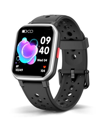 MgaoLo Kids Smart Watch for Boys Girls Games Fitness Tracker with HR Sleep Monitor Sport Activity Tracker with Pedometer Steps Calories Counter DIY Watch Face Touchscreen Black