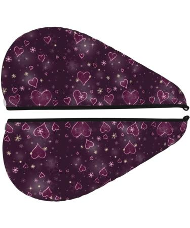 Buy Hair Towel Wrap | Quick Drying Towel Turban with Button | Snowflakes & Hearts Design - Buy Online on GoSupps.com