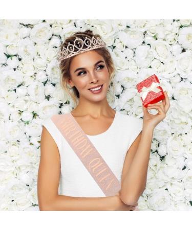 Buy Mzsm Rose Gold Birthday Queen Sash & Crown - Pink Birthday Decoration for Girls & Women - Buy Online on GoSupps.com