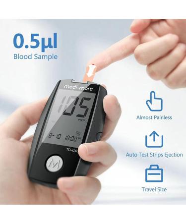 Medi-More Blood Glucose Monitor Kit with 100 Lancets and Control Solution - Diabetes Testing Set with Lancing Device and Carrying Case - Buy Online on GoSupps.com