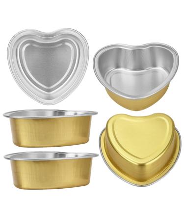 Minkissy melting container 5 pieces of wax melting bowl chocolate warmer cake candles one-way-to-go container Wax melting pot replacement one-way cake cup wax accessories wax bowl wax shell golden 5st 8.8x8.3cm