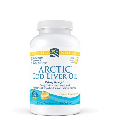 Nordic Naturals Arctic Cod Liver Oil Lemon 1000 mg 180 Soft Gels