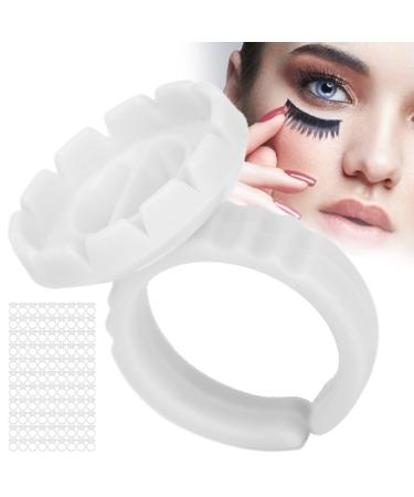 Disposable eyelid glue ring bowl 1.5 cm / 0.6 inch eyelash extension adhesive ring shell for transplanting eyelashes (100 packs in white)